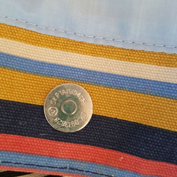 Womens Beach Bag Pink Blue Multicolor Canvas Tote Change Purse Striped - Picture 3 of 6